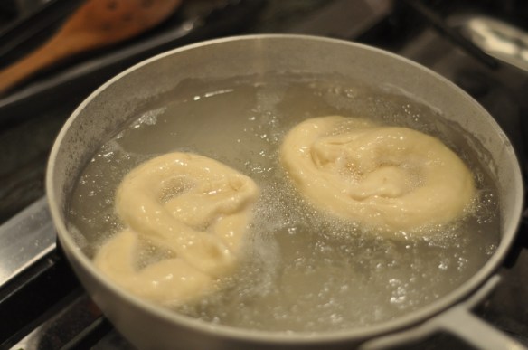 Boil pretzels for 30 seconds