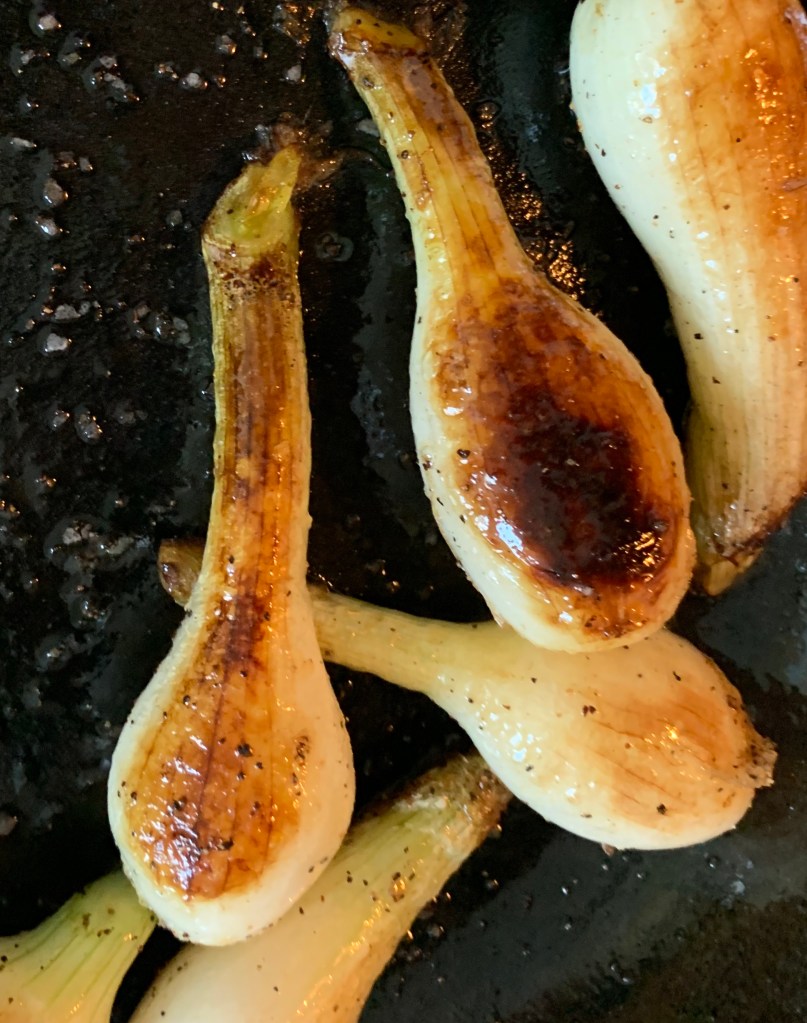 Pan-seared cipollini onions